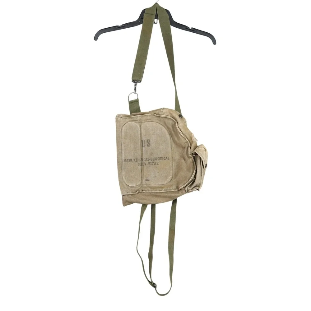 Vintage US Military USGI Gas Mask Carrier Bag Canvas Stamped Field Gear Utility